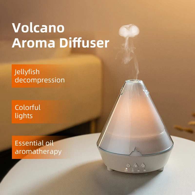 Volcano Aroma Diffuser with 7-Color Light & Smoke Ring Effect