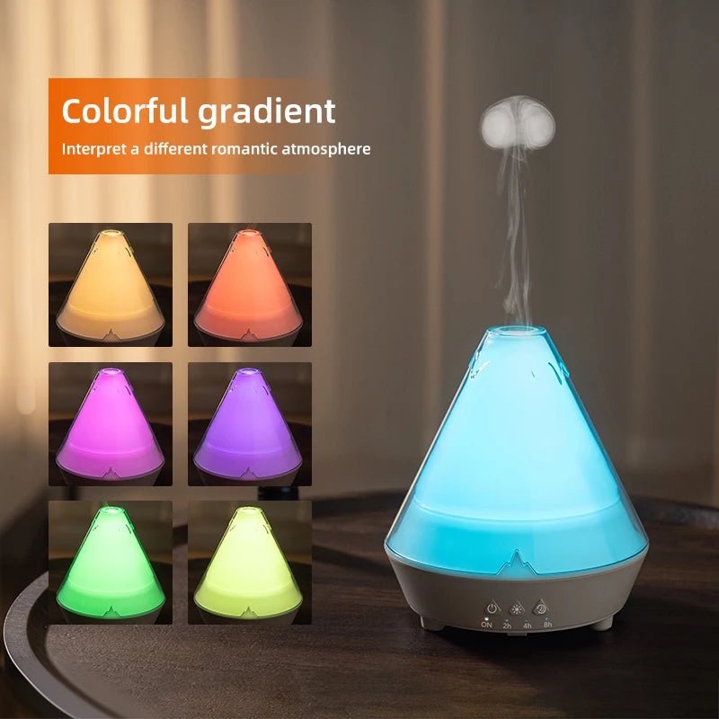 Volcano Aroma Diffuser with 7-Color Light & Smoke Ring Effect