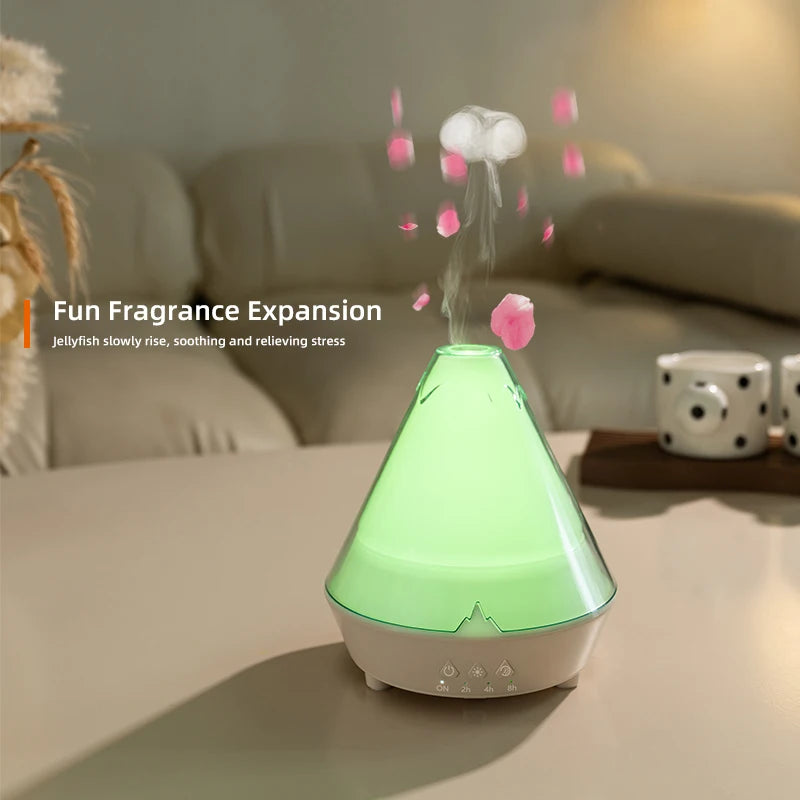 Volcano Aroma Diffuser with 7-Color Light & Smoke Ring Effect